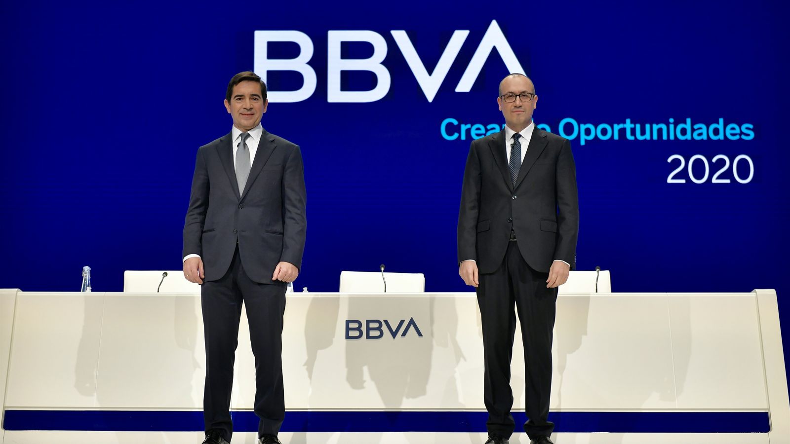 El president i el conseller delegat de BBVA, Carlos Torres i Onur Genç
