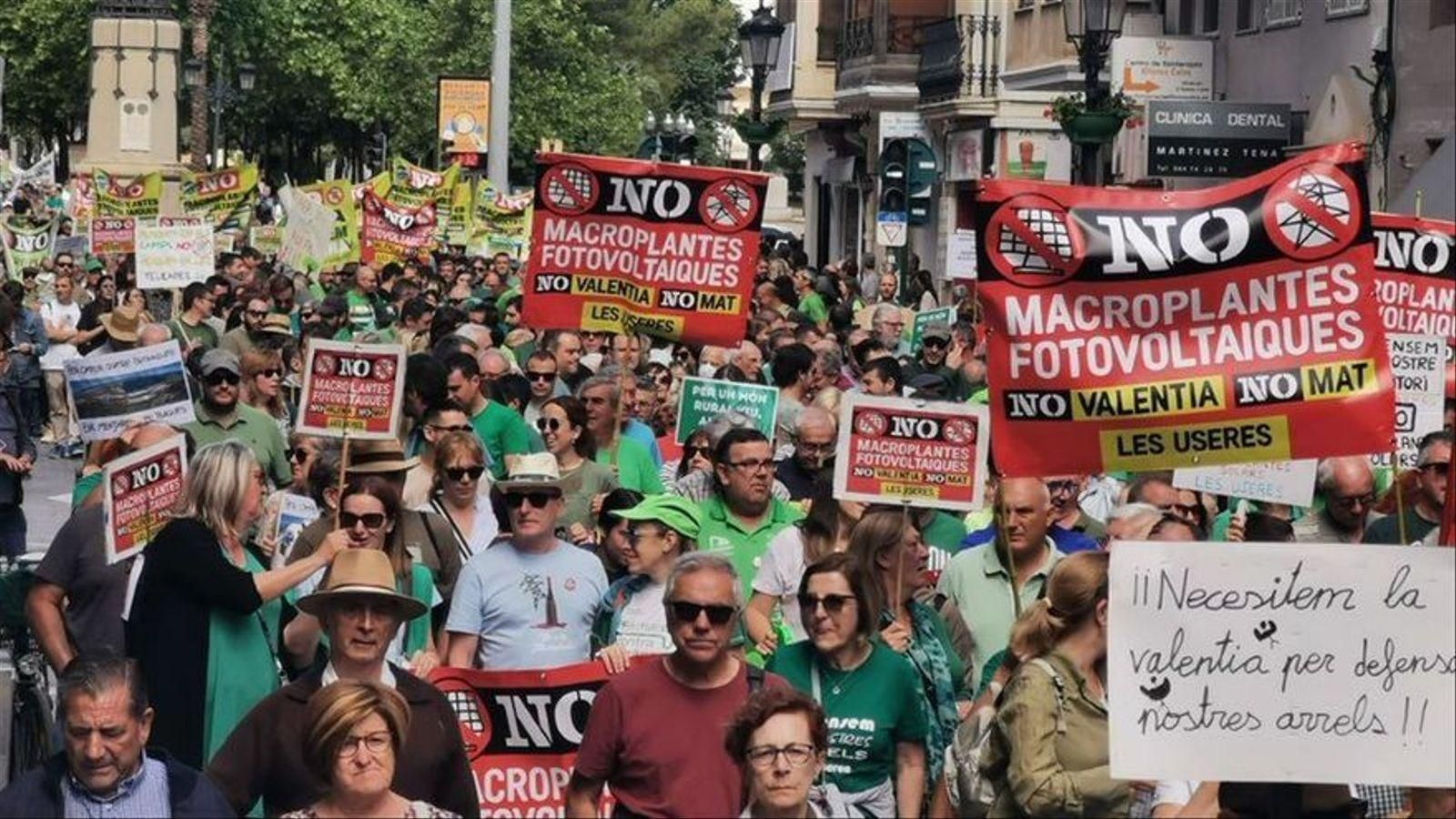 Protesta a Castelló el passat de maig contra les plantes fotovoltaiques planejades a la província