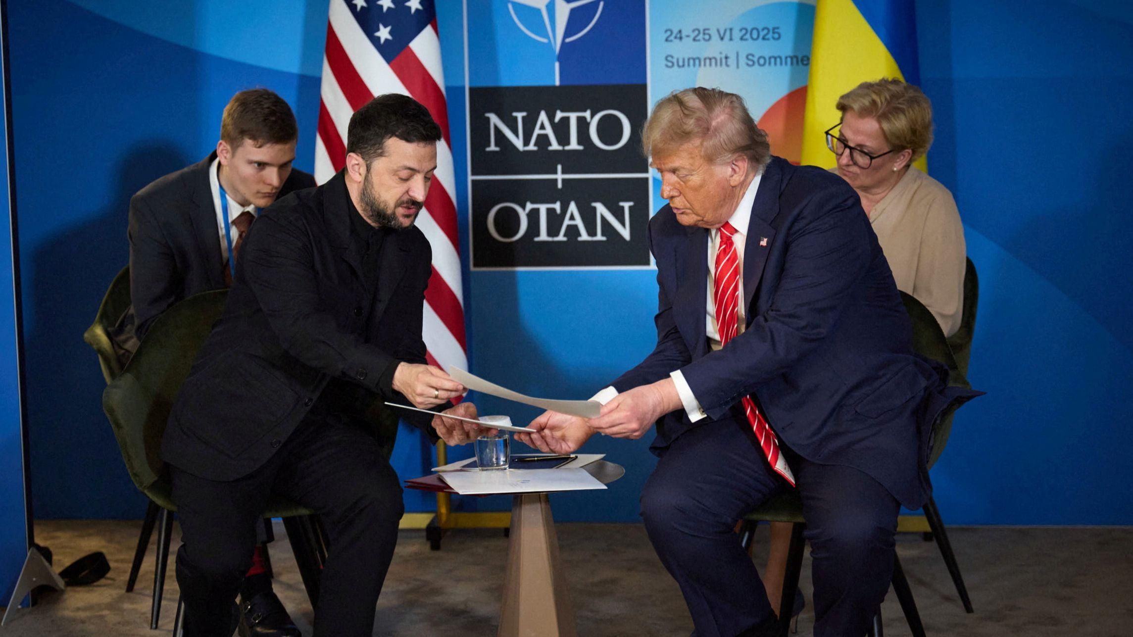 Trump i Zelenski en una trobada durant la cimera de l'OTAN el mes de juny a la Haia Trump i Zelenski en una trobada durant la cimera de l'OTAN el mes de juny en La Haia