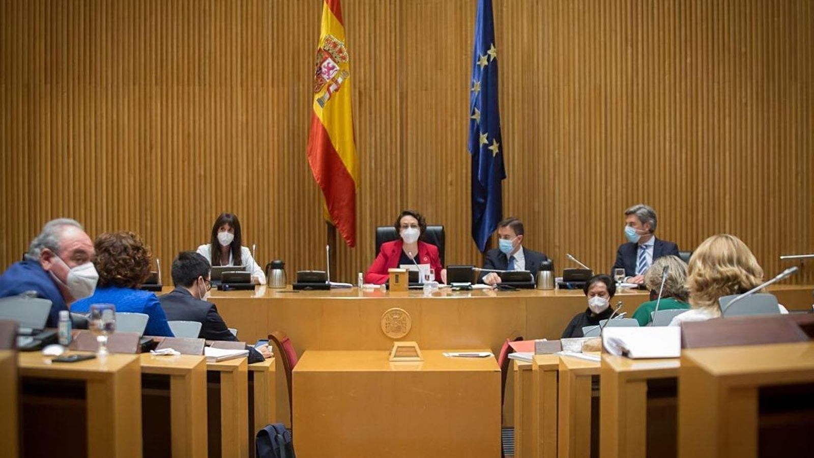 Els membres de la comissió del Pacte de Toledo en l'última reunió abans d'enviar el dictamen al Congrés