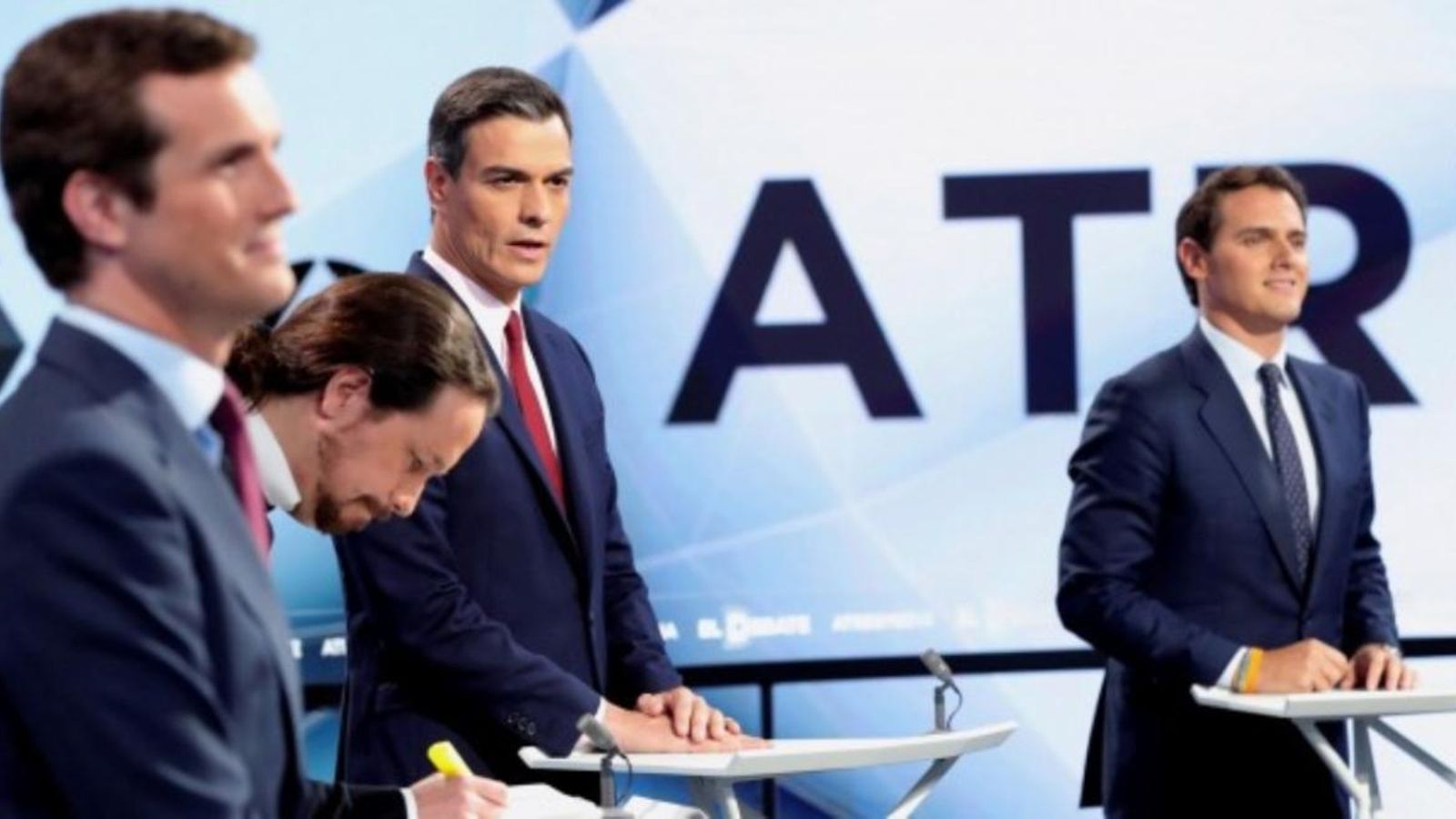 Imatge del debat a quatre televisat durant les anterior eleccions (Efe).