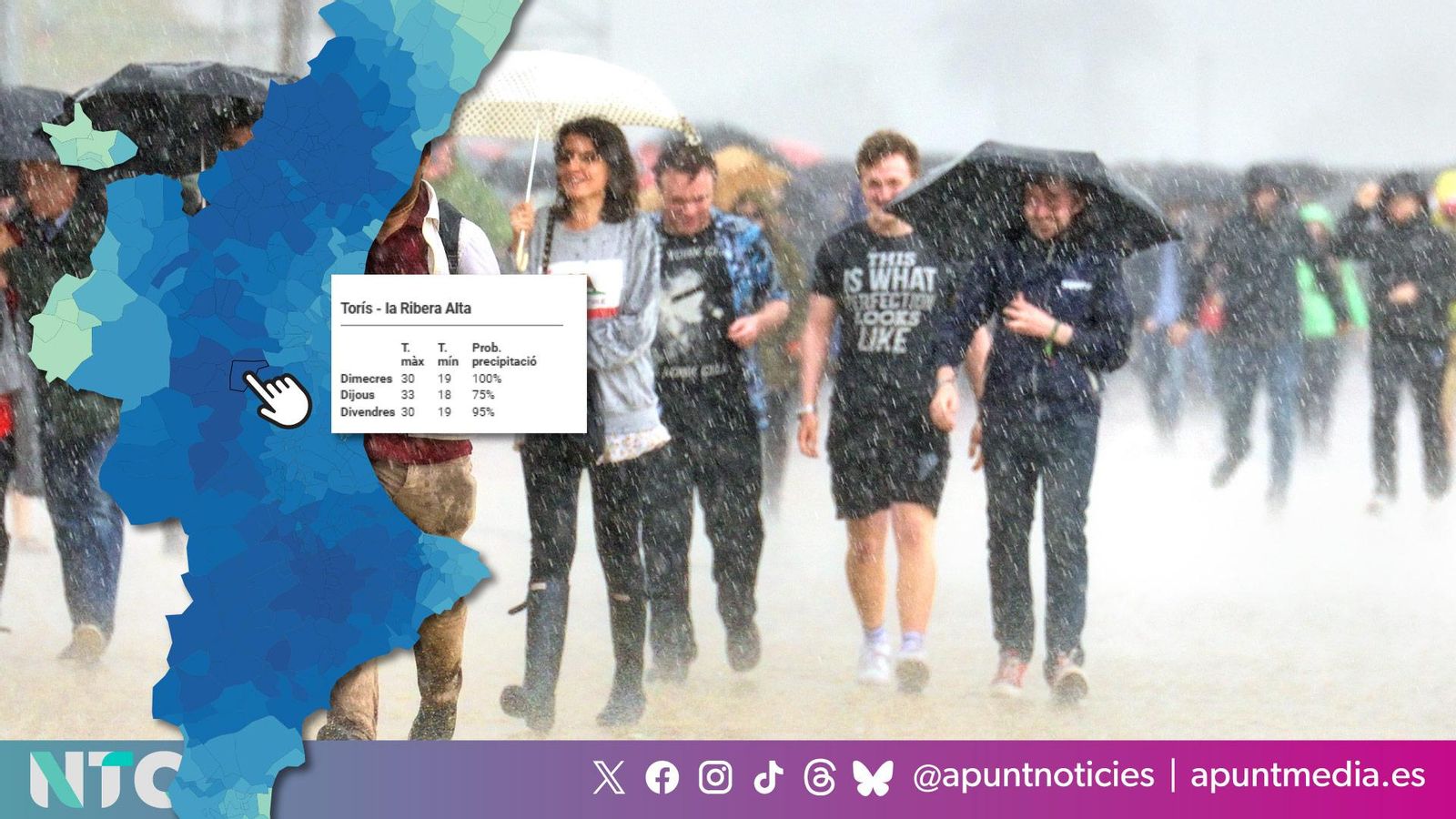 Consulta el mapa amb la probabilitat de pluja municipi a municipi