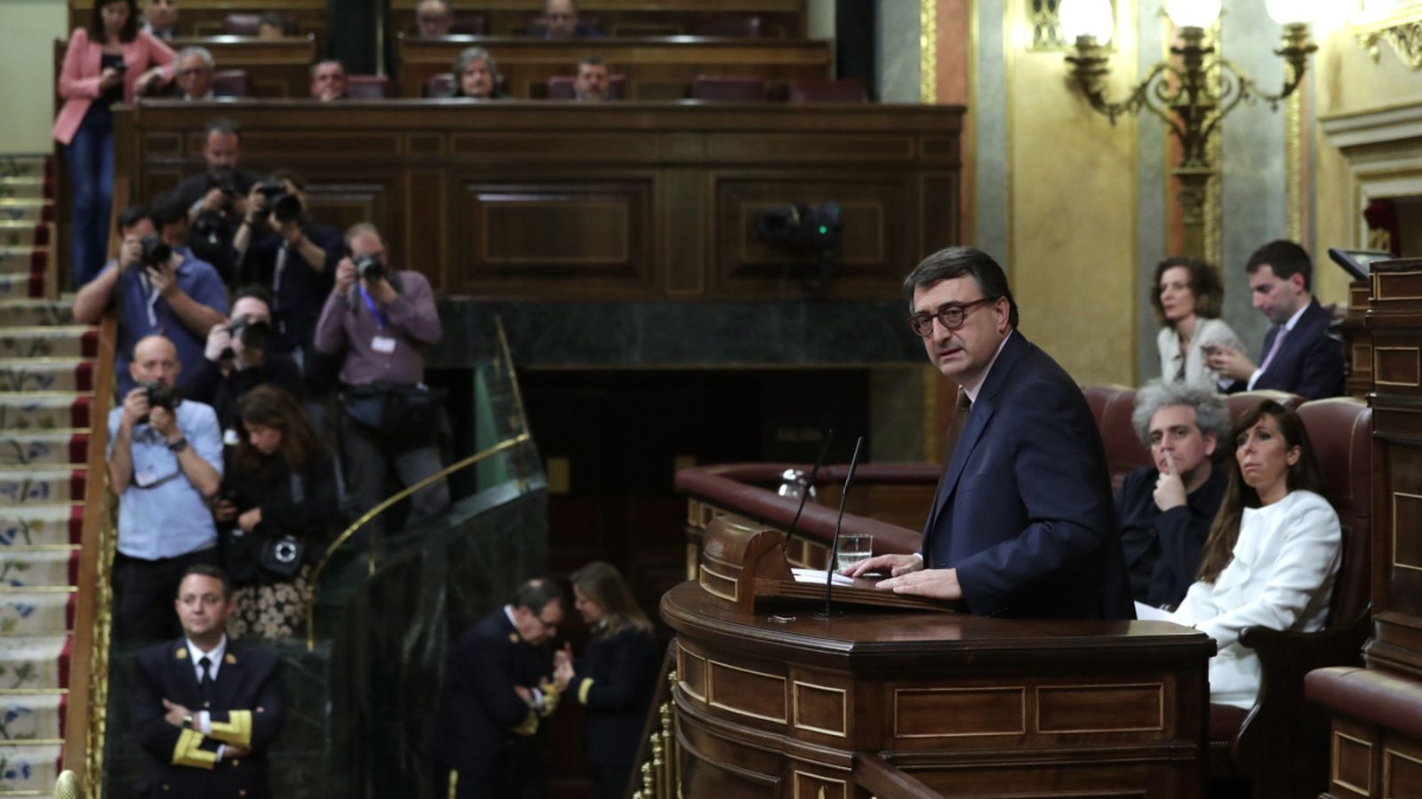 Aitor Esteban durant la seua intervenció en el debat de la moció de censura | Zipi (Efe)