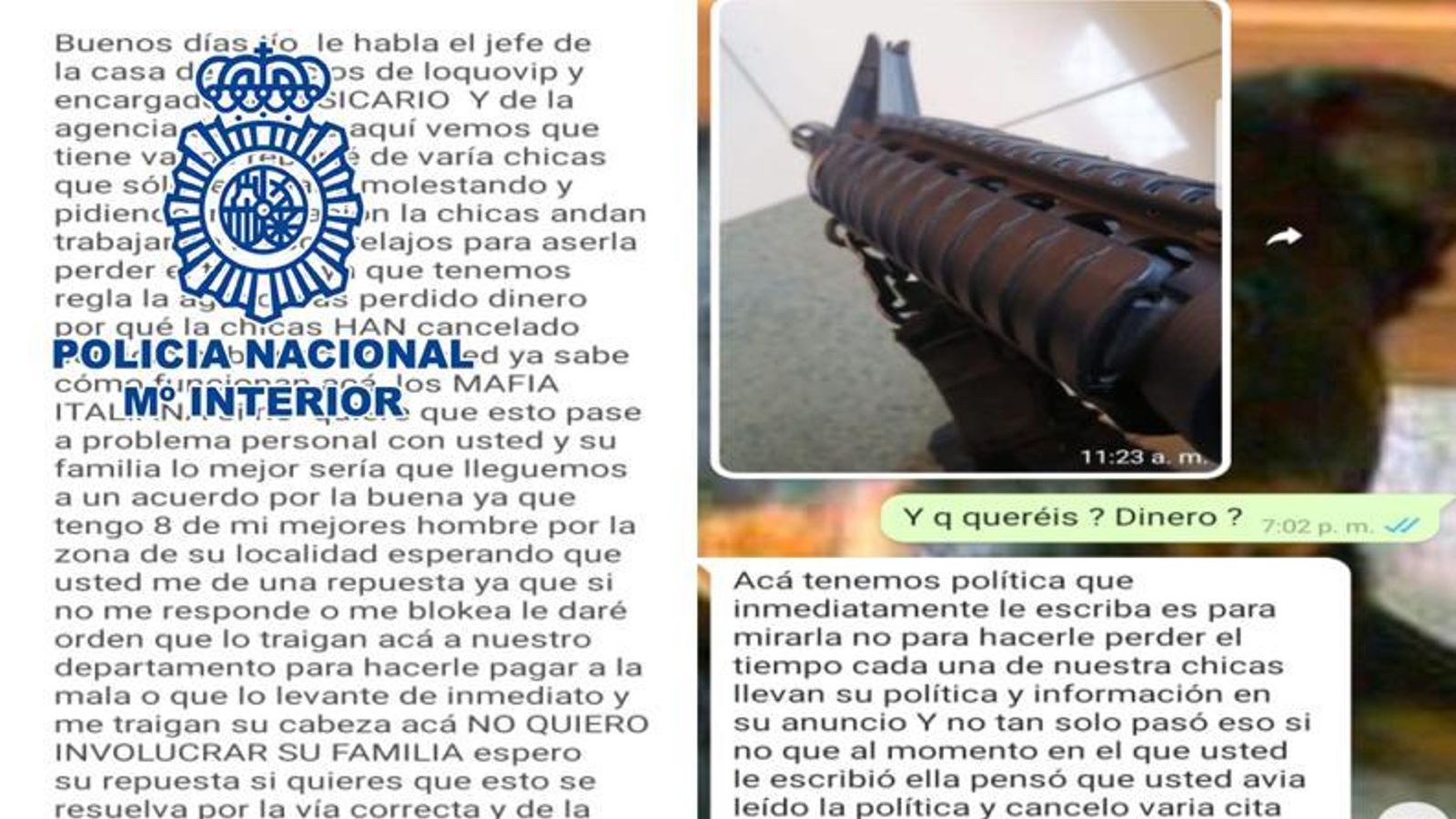 Un dels xats en què els detinguts amenacen les víctimes de l'estafa Un dels xats en què els detinguts amenacen les víctimes de l'estafa