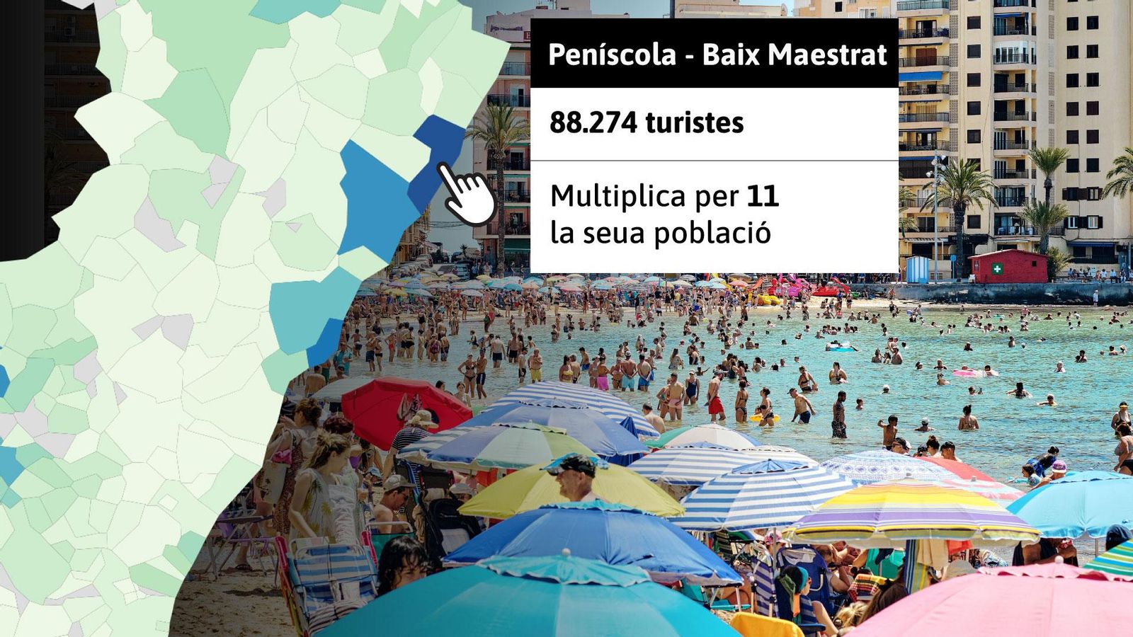 Pressió turística durant l'agost de 2023, per municipis