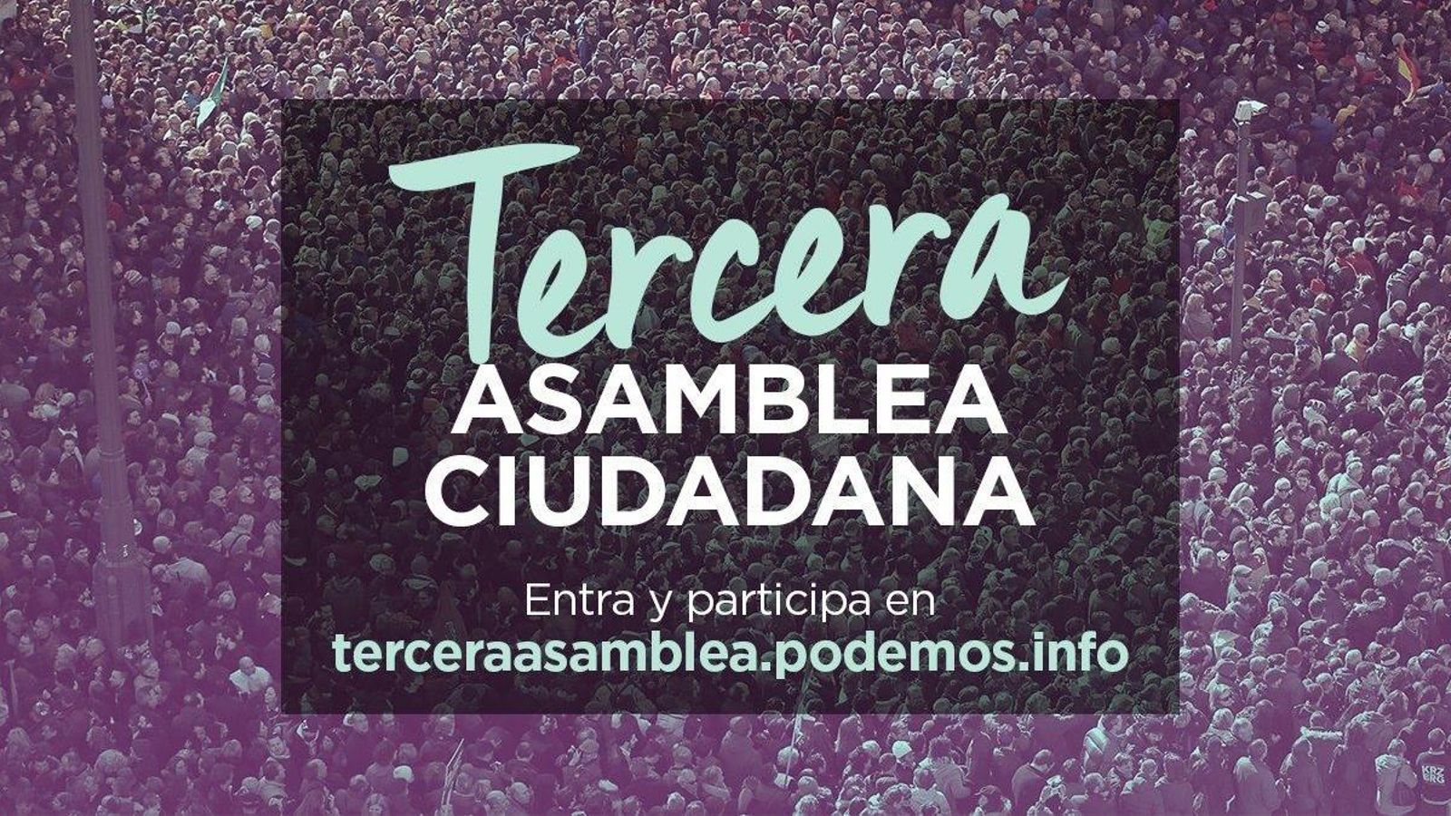 Cartell de la convocatòria de la tercera assemblea ciutadana de Podem