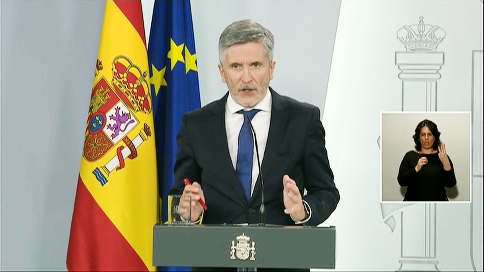 El ministre de l’Interior, Fernando Grande-Marlaska. durant la roda de premsa