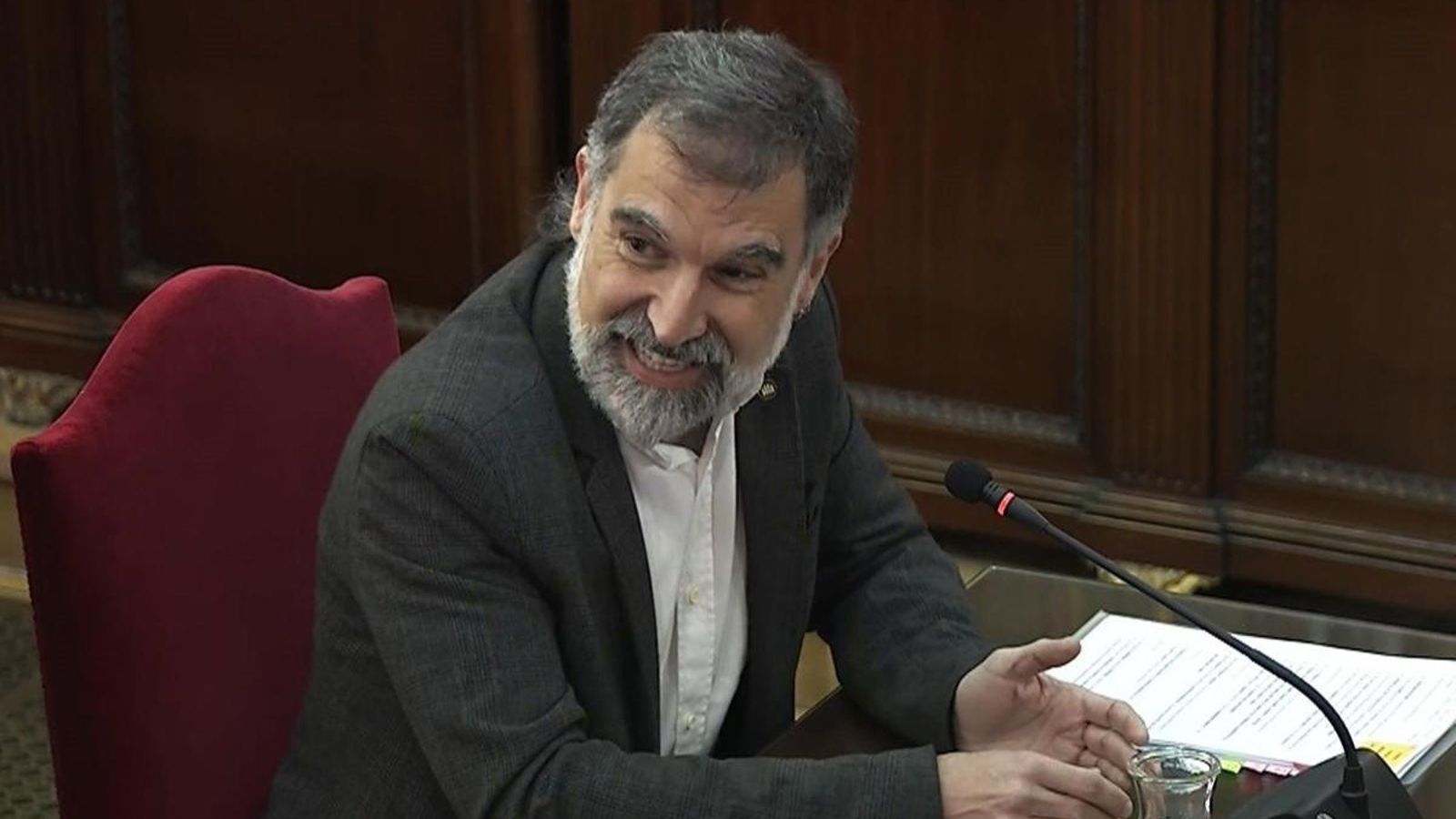 El president d'Òmnium Cultural, Jordi Cuixart, en la setena sessió del judici del procés independentista
