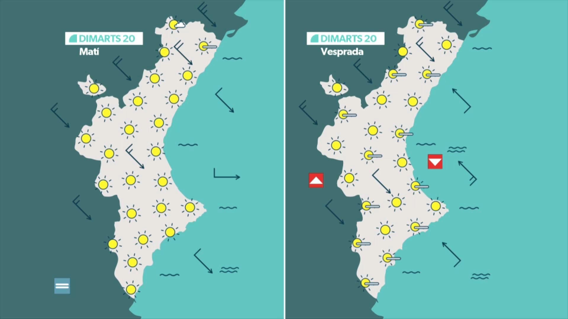 La previsió per a este dimarts 20 de maig La previsió per a este dimarts 20 de maig