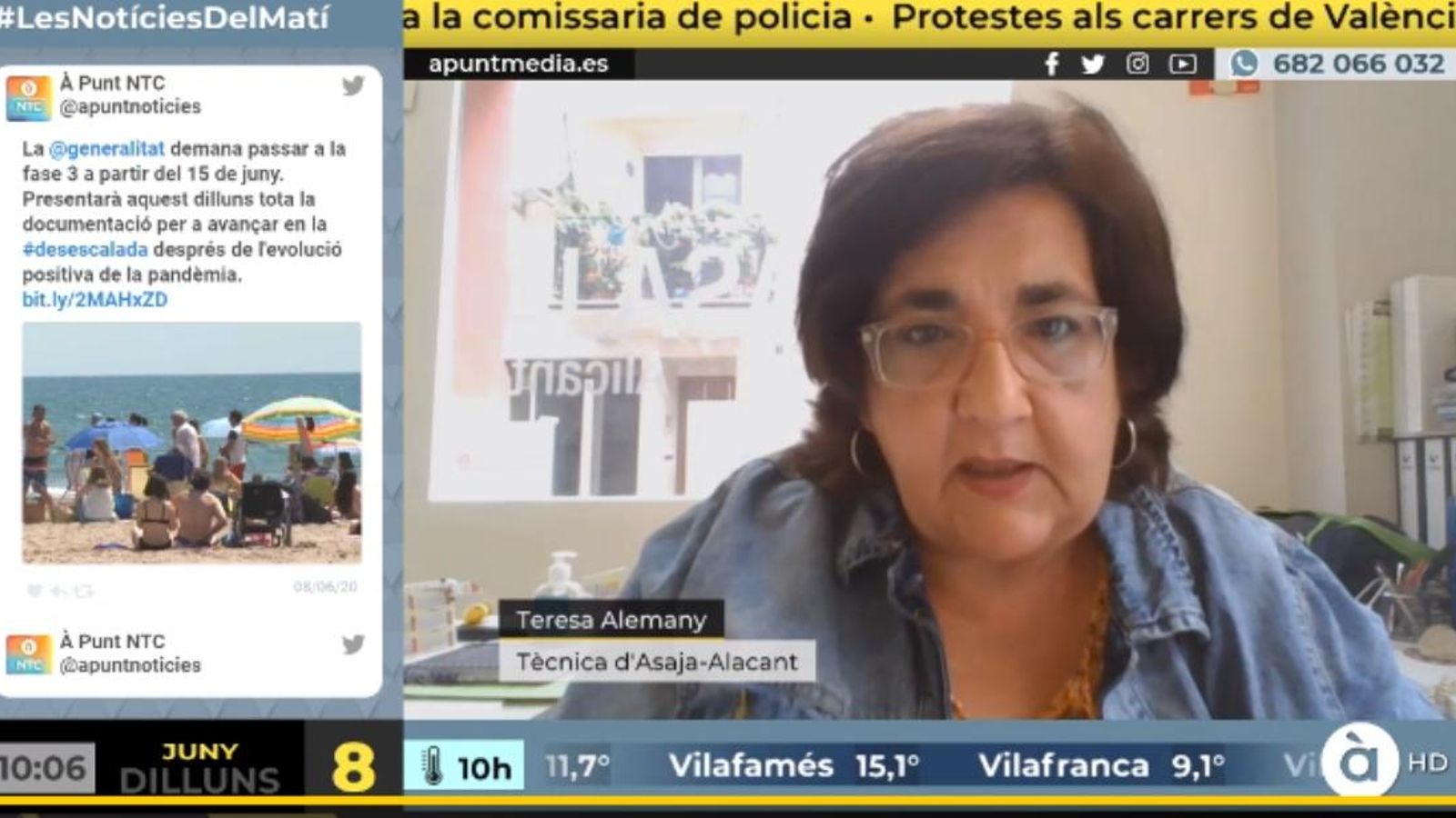 La tècnica d'Asaja Alacant, este matí, en À Punt.