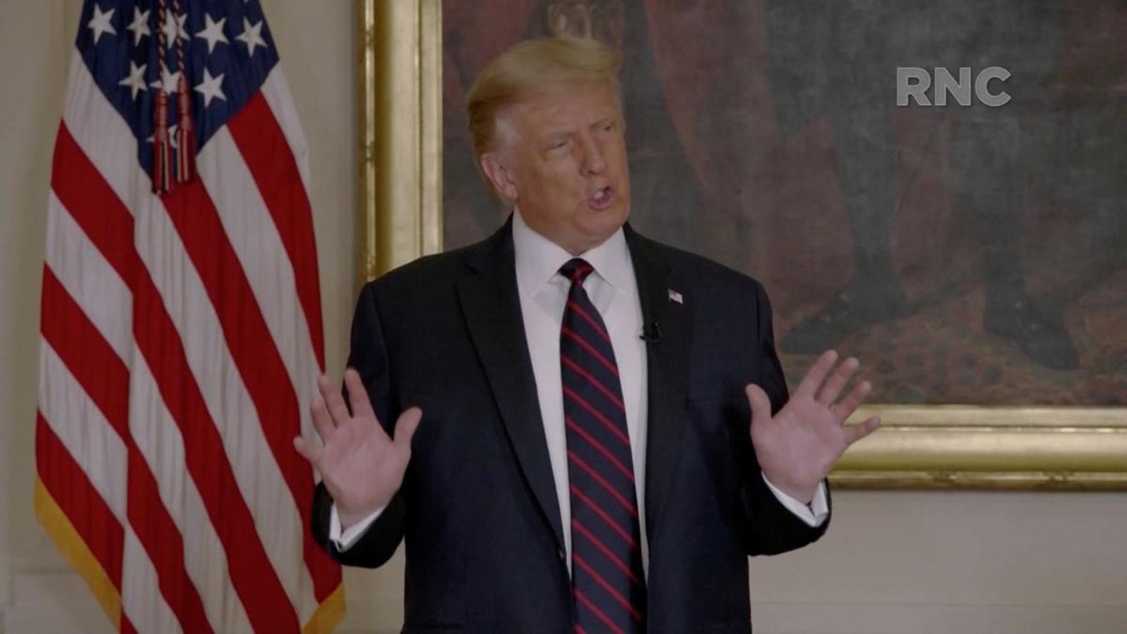 El president Trump, en un dels vídeos que es reproduïren durant la primera jornada de la Convenció Nacional Republicana