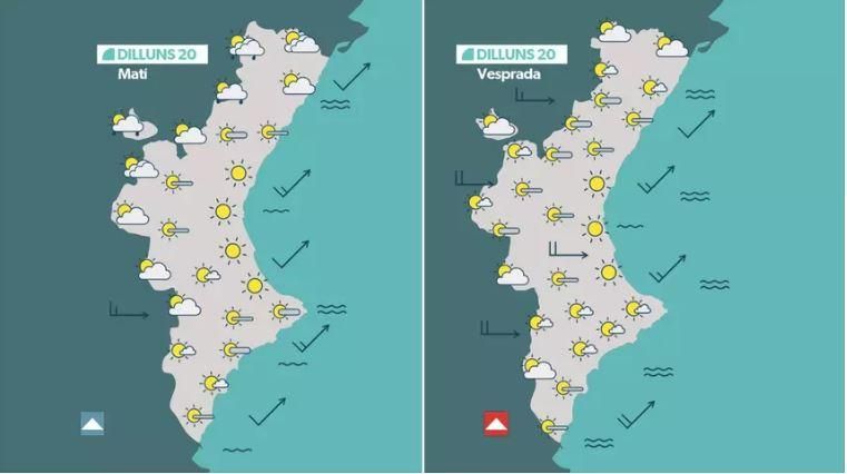La previsió per a dilluns 20 d'octubre La previsió per a dilluns 20 d'octubre