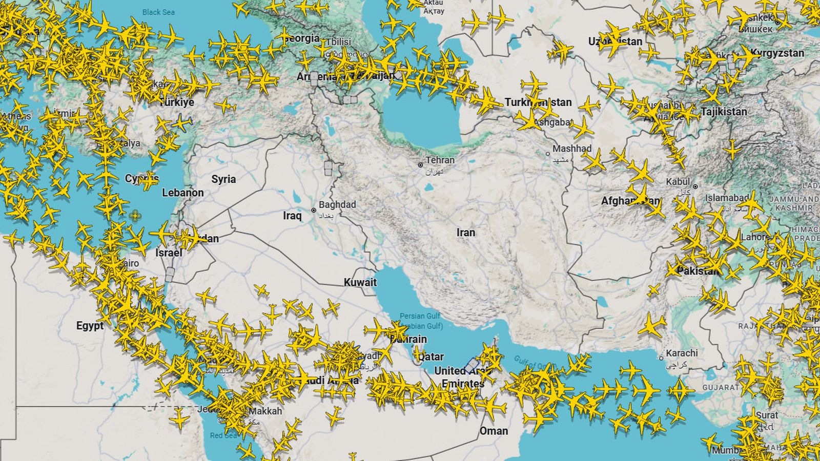 L'espai aeri en la regió este dimarts