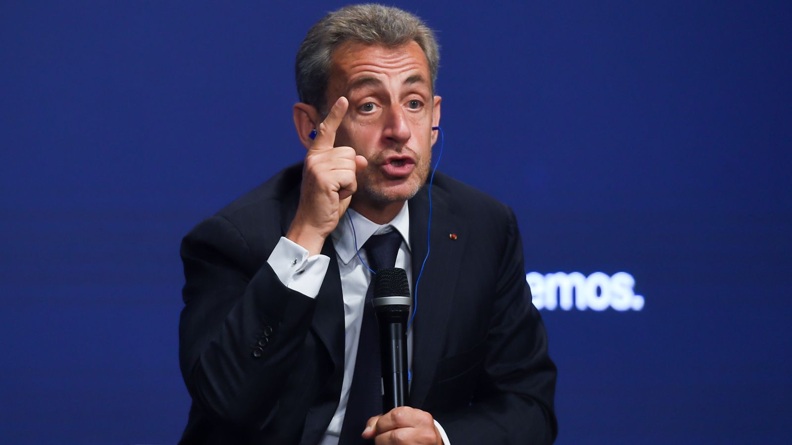 L'expresident francés, Nicolás Sarkozy, durant la seua intervenció a la convenció nacional del PP