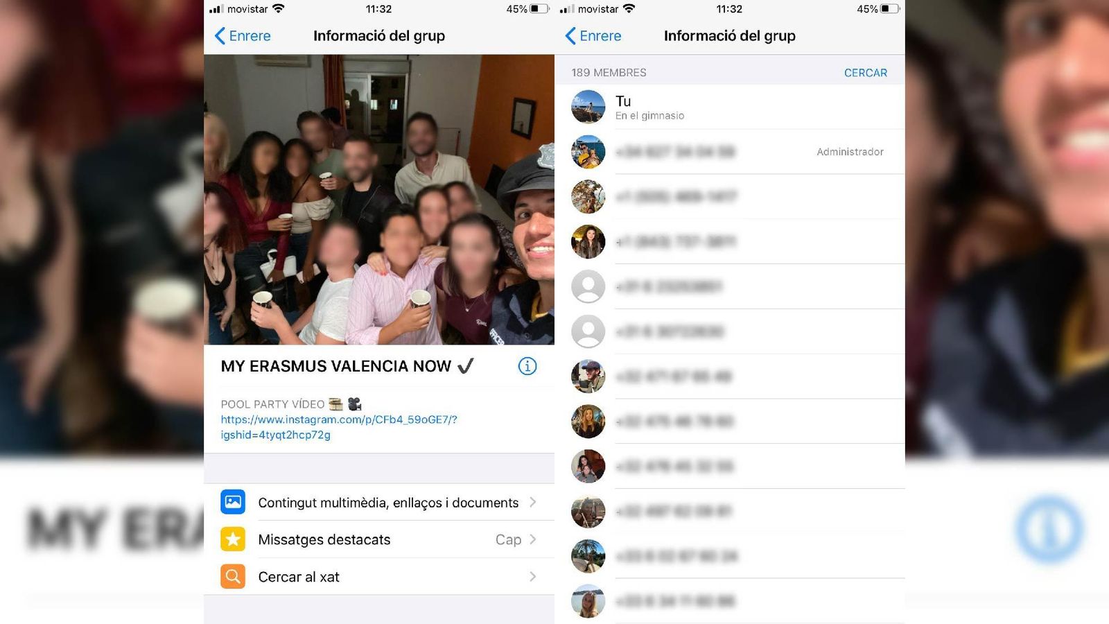 Imatge d'un dels llistats de difusió on s'anuncien les festes