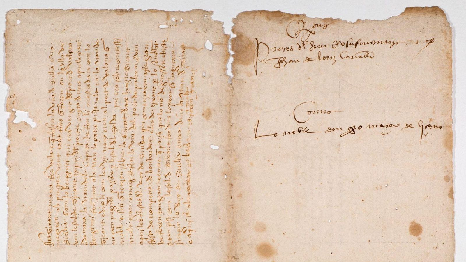 Fragment escrit a mà del 'Tirant lo Blanch' que conserven els arxius de la Diputació de València