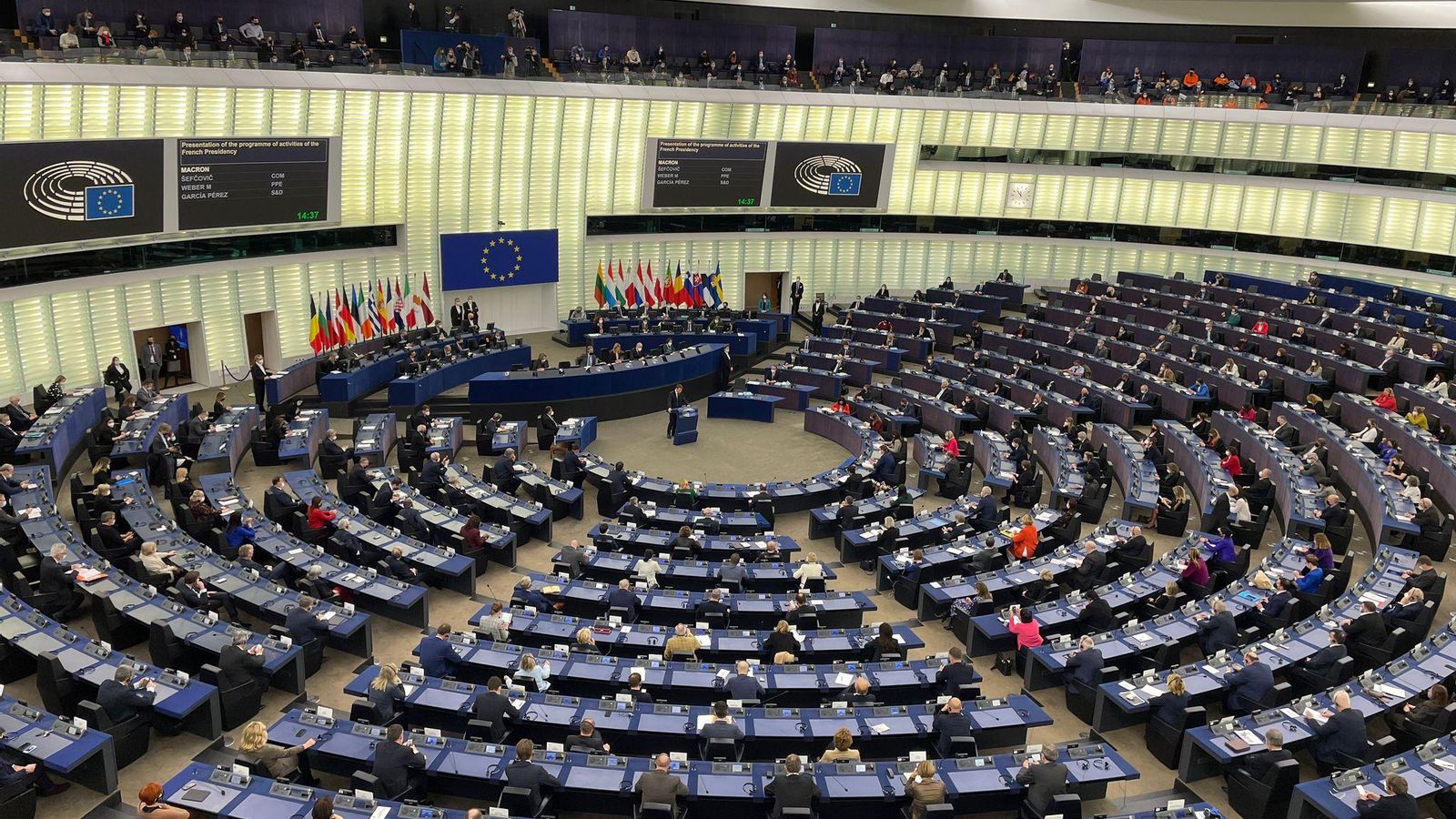 Emmanuel Macron al ple del Parlament Europeu a Estrasburg