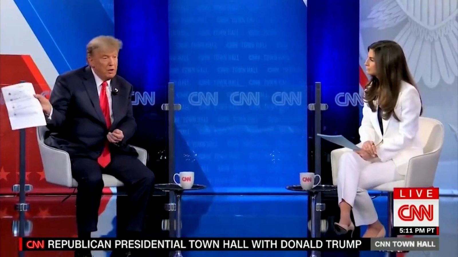 L'expresident dels Estats Units Donald Trump en un moment de l'entrevista