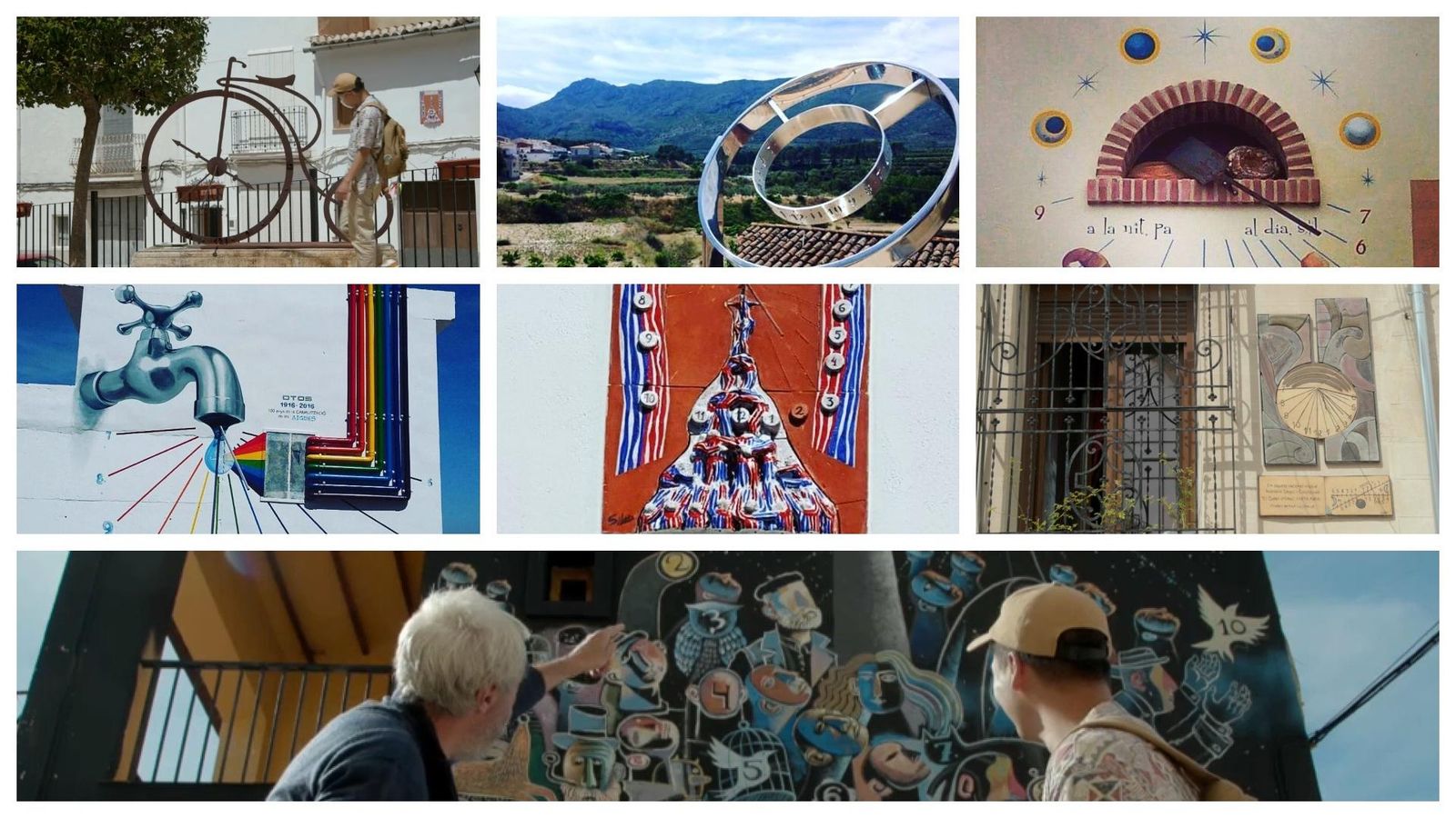 Alguns dels diversos rellotges de sol repartits pel poble d'Otos