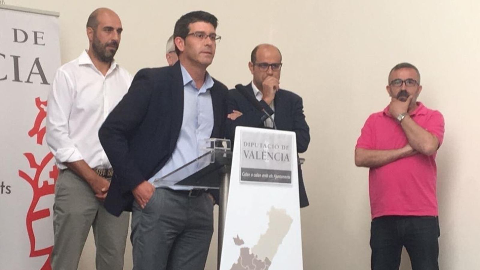 Imatge d’arxiu de la convocatòria on Jorge Rodríguez va anunciar la seua dimissió com a president de la Diputació de València