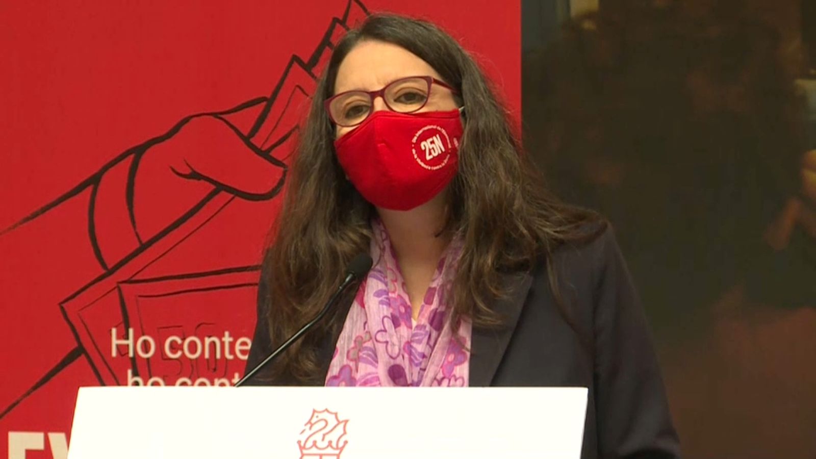 Oltra, aquest dilluns, en roda de premsa