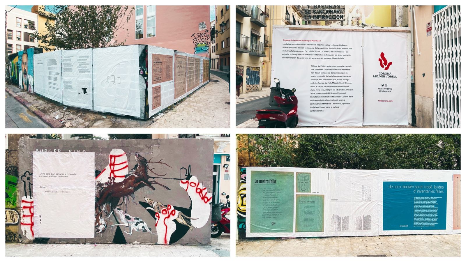 Quatre dels panells murals instal·lats a carrers de València