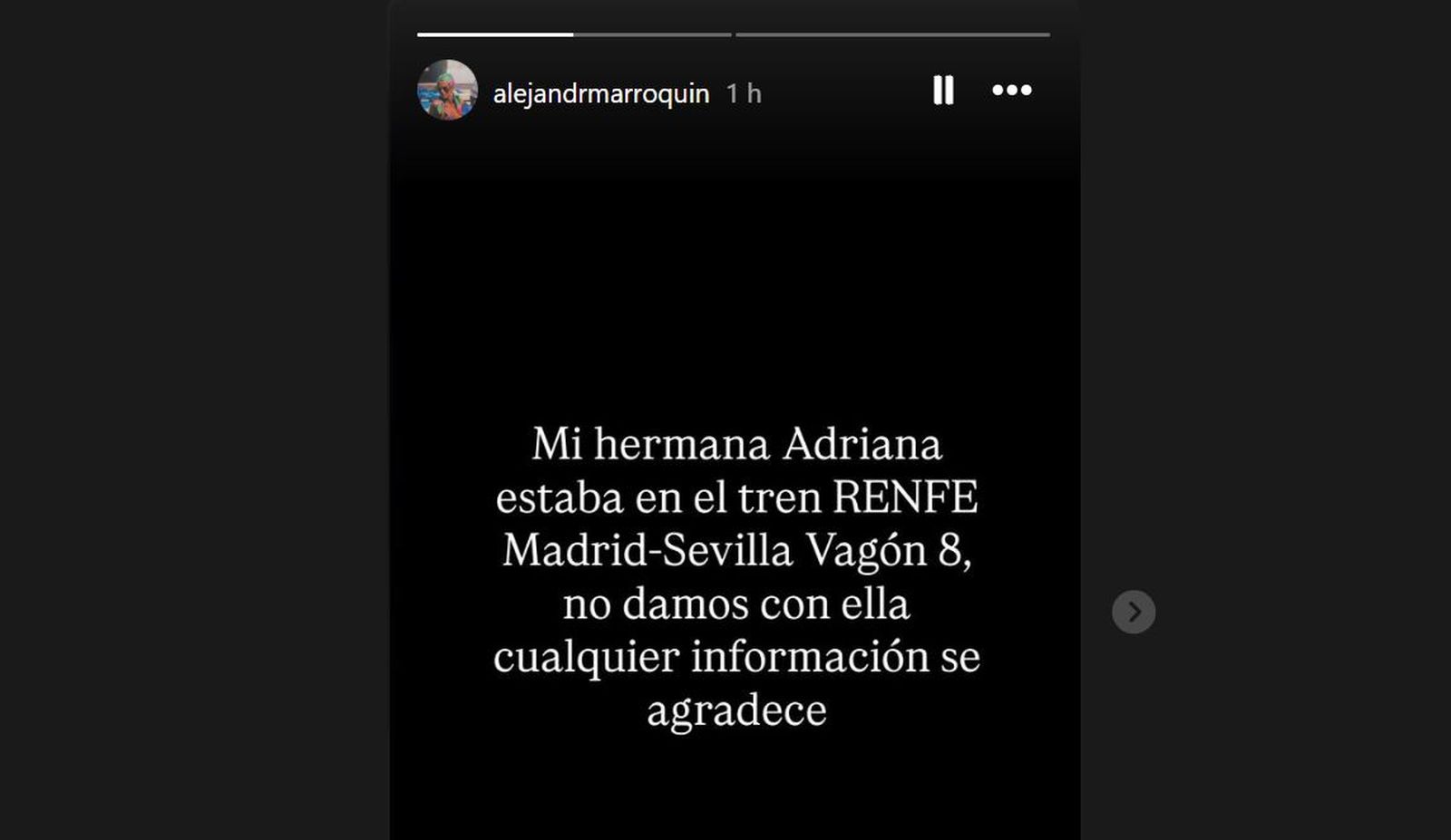 Captura del perfil de la germana de l'alacantina desapareguda que viatjava al tren