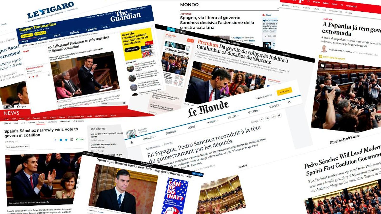 Publicacions sobre la investidura de Pedro Sánchez en la premsa internacional
