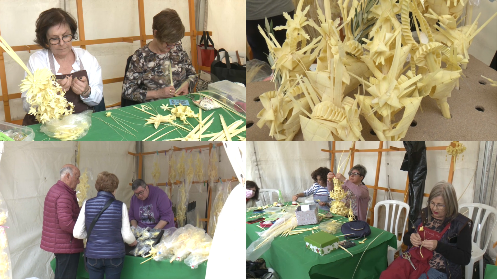 Trenadores preparant les palmes blanques per al Diumenge de Rams