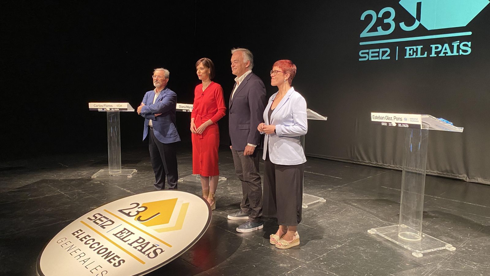 Carlos Flores, Diana Morant, Esteban González Pons i Àgueda Micó en el debat de la Ser EuropaPress 5317583 debate elecciones generales ser i d carlos flores diana morant esteban